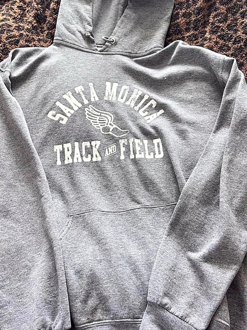 Graphic Pullover Hoodie in Gray & Black